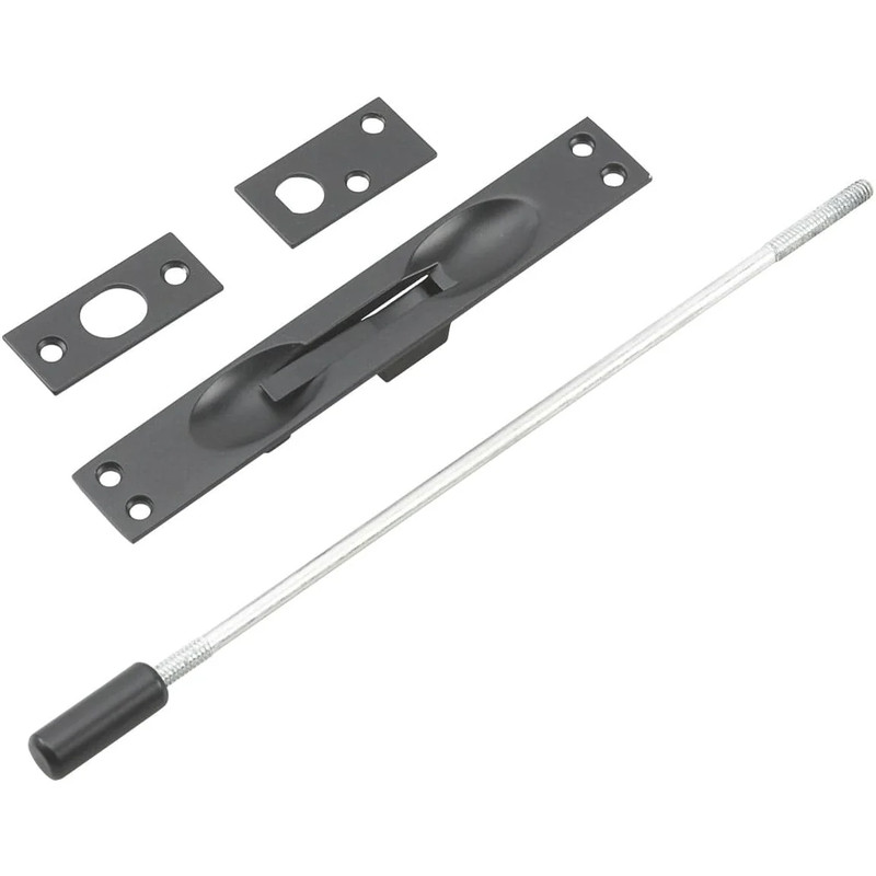Flush Bolt for Metal Doors with 12" Extension Black